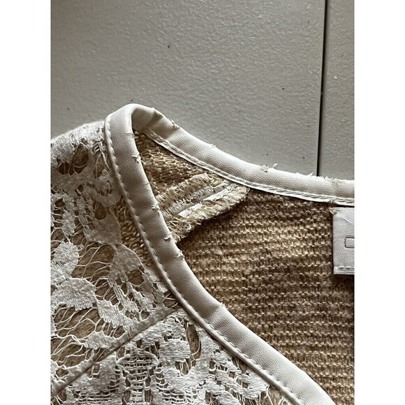Chicos Womens Bonded Lace Henrietta Cardigan White Tan Open Front  Blazer Size 1 - Picture 10 of 12
